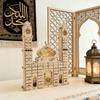 Wood Eid Advent Calendar with LED Light and 30 Drawer Countdown Calendar for Ramadans Table and Home Party Decorations