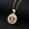 Shein Copper Zircon Round Alphabet Pendant Necklace