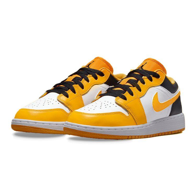 Air Jordan 1 Low GS Taxi White Kids Sneakers Yellow Black 553560-701