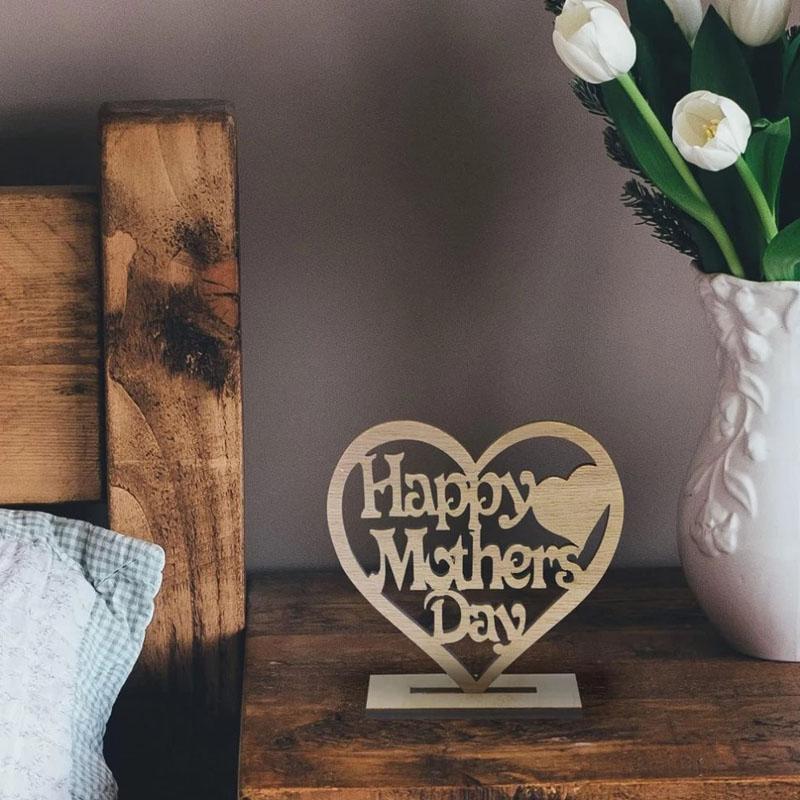 1/2Pcs Mothers Day Gifts for Mum, Handmade Wooden Heart Plaque, Best Mum Happy