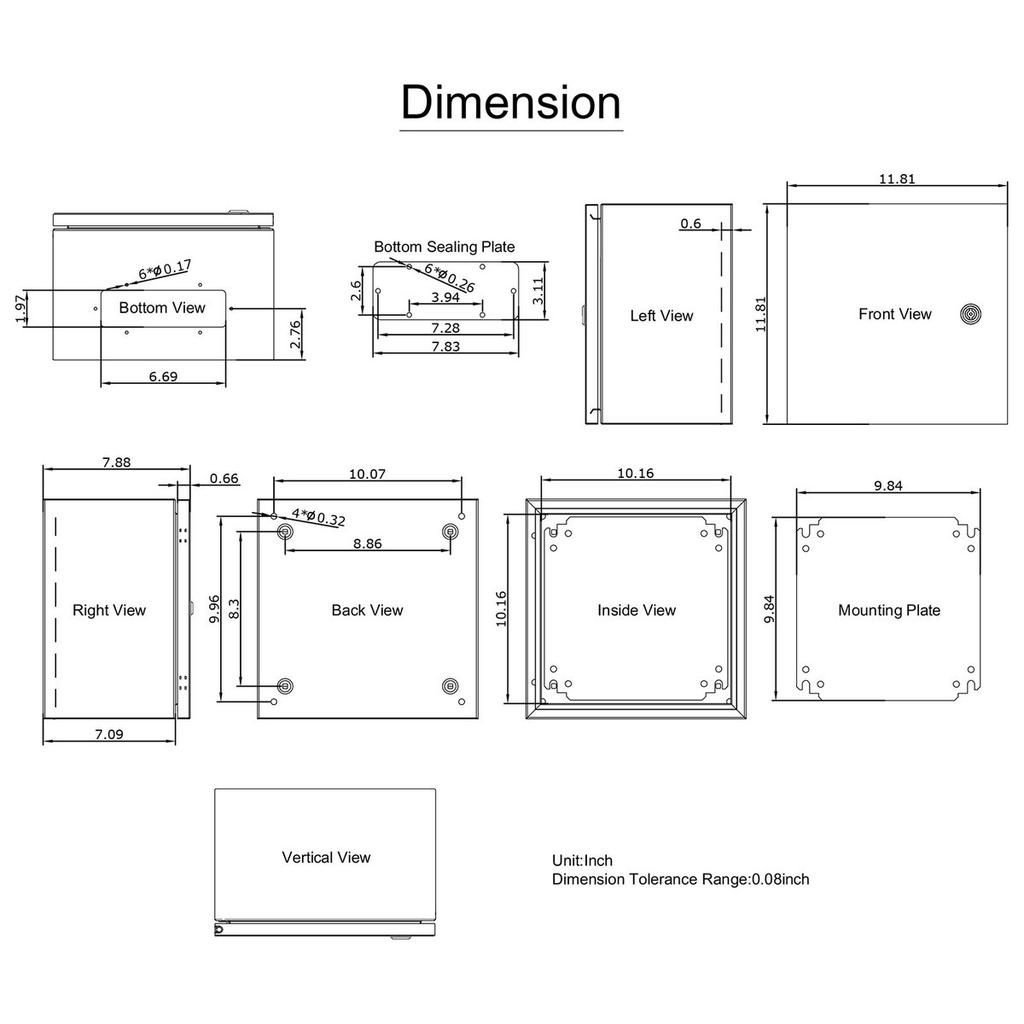 NEMA Stainless Steel Enclosure, 12 x 12 x 8'' NEMA 4X Steel Electrical Box, IP66 Waterproof & Dustproof, Outdoor/Indoor Electrical Junction Box, with