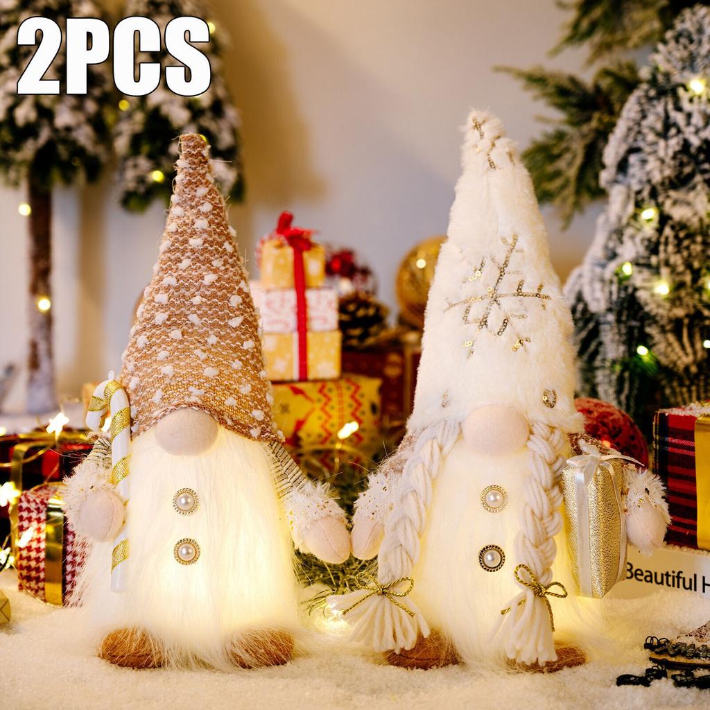 Glowing Knitted Gnome Doll with Led Night Light 30CM Christmas Decorations 2025 Home Xmas Tree Decor Navidad New Year 2025 Gift