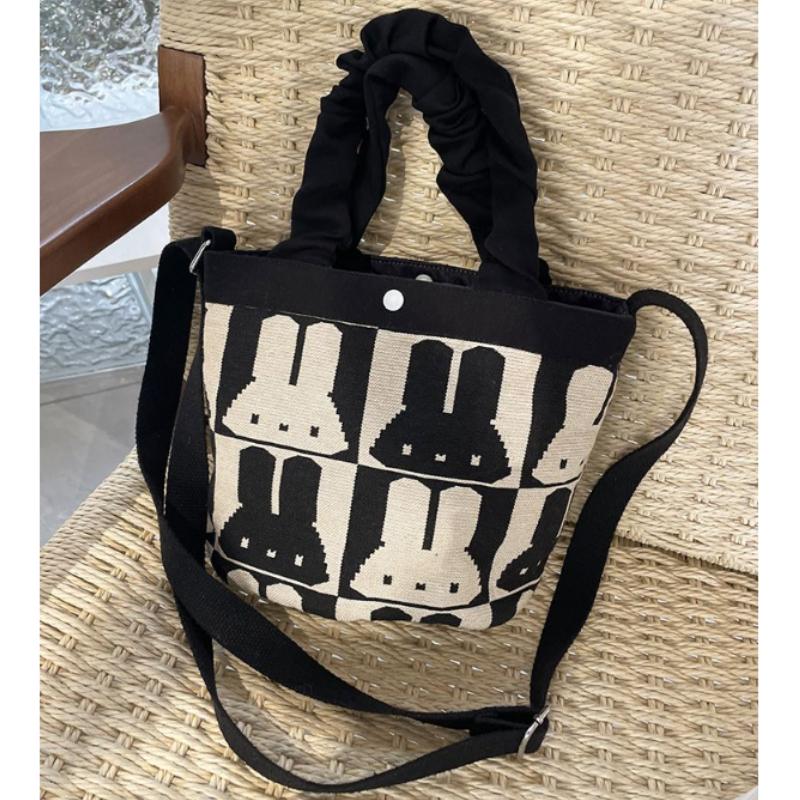 Women's Handbag Cartoon Rabbit Print Shoulder Bag Large Capacity Mommy Bag Cross Tote Bag Students Casual Handbag