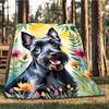 1pc Floral Dog Print Outdoor Soft Polyester Flannel Throw Blanket Versatile for All Seasons , Soft , Cozy , Warm All Season Quilted Throw ,