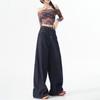 Trendy Personalized Design Straight Jeans Women's Spring and Autumn New High-waisted and Thin Wide-leg Floor-mopping Jeans