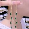 Elegant Colorful Droplet Rhinestone Dangle Earrings Tassel Design Luxury Vintage Elegant Style Alloy Jewelry Trendy Decor For Women Party Jewelry Gift