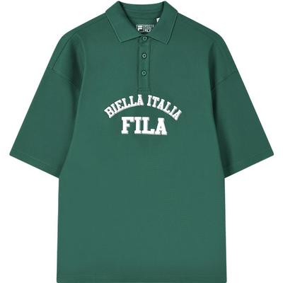 American Series Letter Print Casual Loose Short Sleeve Polo Shirt Unisex Polo Shirts Chrysanthemum-Green F11U329105FTQ