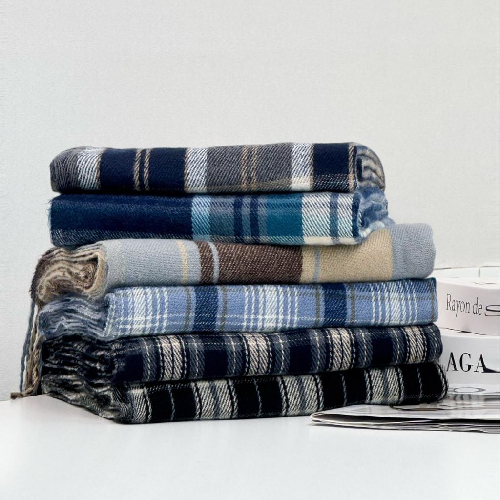 1116 New Korean plaid scarf women's winter senior sense versatile warm scarf student couple shawl dual-purpose