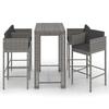 Ensemble bar de jardin - MAISON EXCLUSIVE - 5 pièces - Résine tressée gris - Coussins inclus - Cadre acier poudré