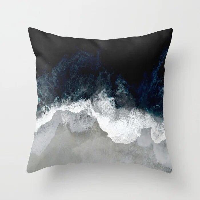 Summer Vacation Cushion Cover Pink Beach Wave Mountain Sofa Pillowcase Bedroom Home Car Office Accessories