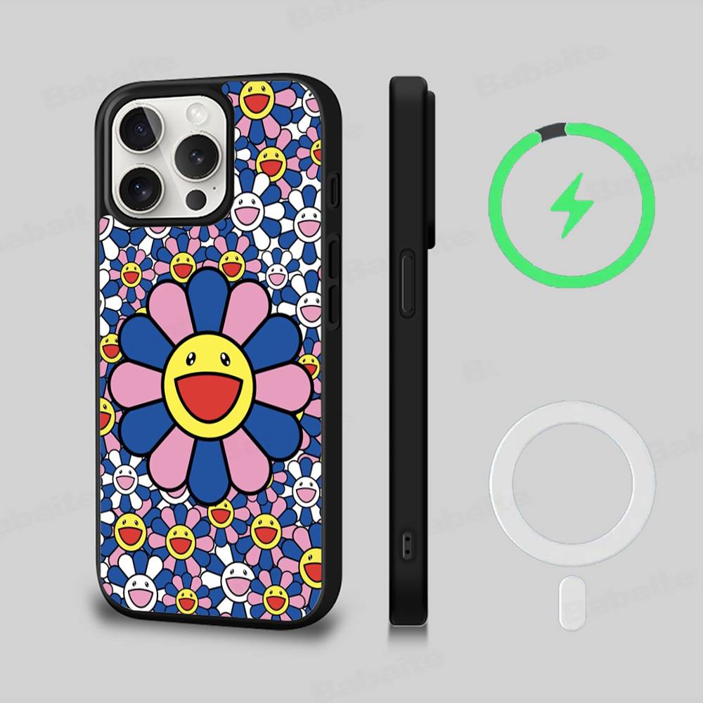Japonský Artisti M-murakami T-takash Art Barevný Magnetický Kryt Pro iPhone 17 16 14 13 15 Pro Max Bezdrátové Nabíjení Kryt Telefonu