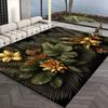 Luxury Dark Carpets for Living Room  Gold Flowers and Leaves Pattern Carpet Decoration Home Senior Mat