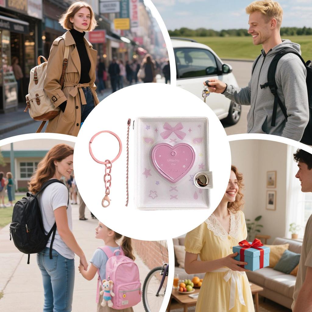 Small Photo Album PVC Cute Portable Waterproof Scrapbook Photo Storage Card Holder With Keychain For Kids Teens Adults Birthday