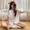 Sweet Girl Kitty Cat Pajamas Women's Summer Short-sleeved Shorts Cardigan Suit Student Dormitory Outside Loungewear