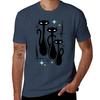 Effervescent Orange Atomic Age Black Kitschy Cat Trio Tshirt Outdoor Work Short Sleeve Top