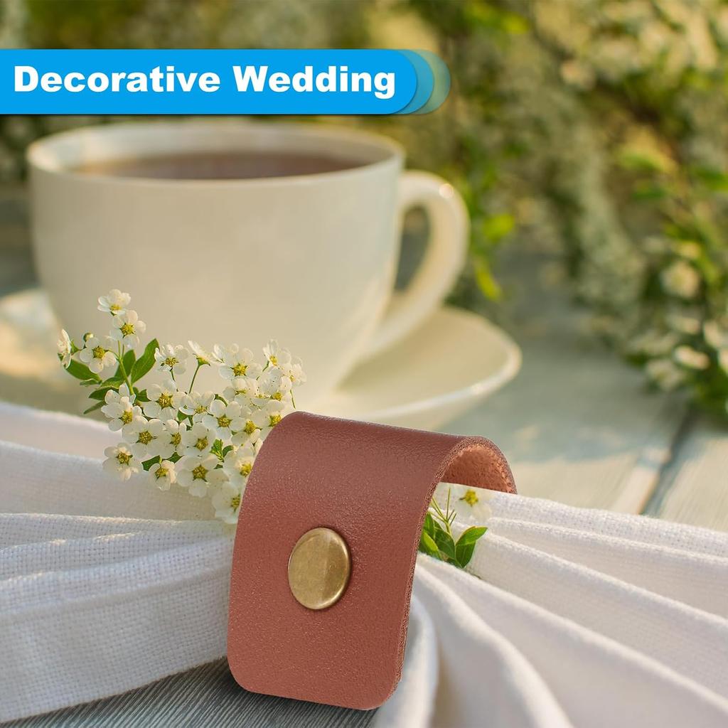 PATIKIL Napkin Rings, 12 Pcs Leather Napkin Rings Rustic Holder for Table Decor Thanksgiving Farmhouse Wedding Fall Banquets Dinner Party Ornaments
