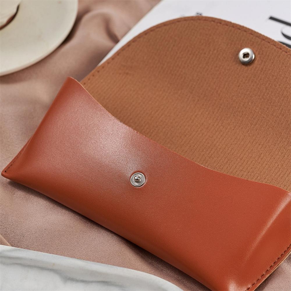 Pu Leather Button Sunglasses Case Portable Soft Glasses Boxs Waterproof Glasses Protective Cover Eyewear Storage Bag