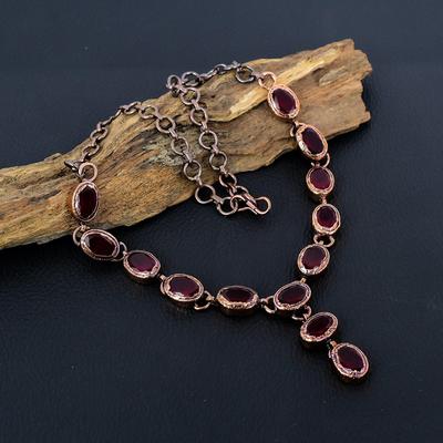 Ruby Gemstone Ručně vyráběné měděné galvanicky tvarované šperky Úžasný náhrdelník pro ženy vytvořený v laboratoři