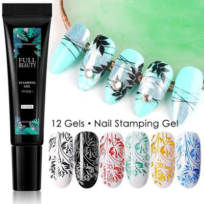 8 ml sicheres Nagelprägegel, 12 Farben, zum Einweichen, DIY-Maniküre