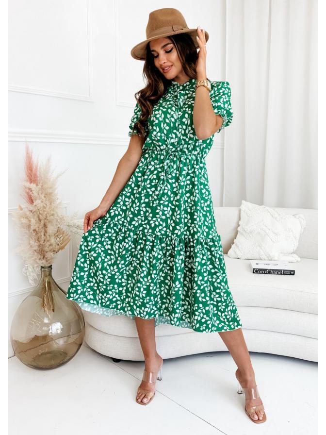 European & American Style Women's Printed Cinched Waist Swing Dress