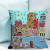 Retro Rural Cities Double-sided Printing Cushions Couch Pillows Pillow Cases for Bed Cushion Cover Sofa Room DecorC,(1)
