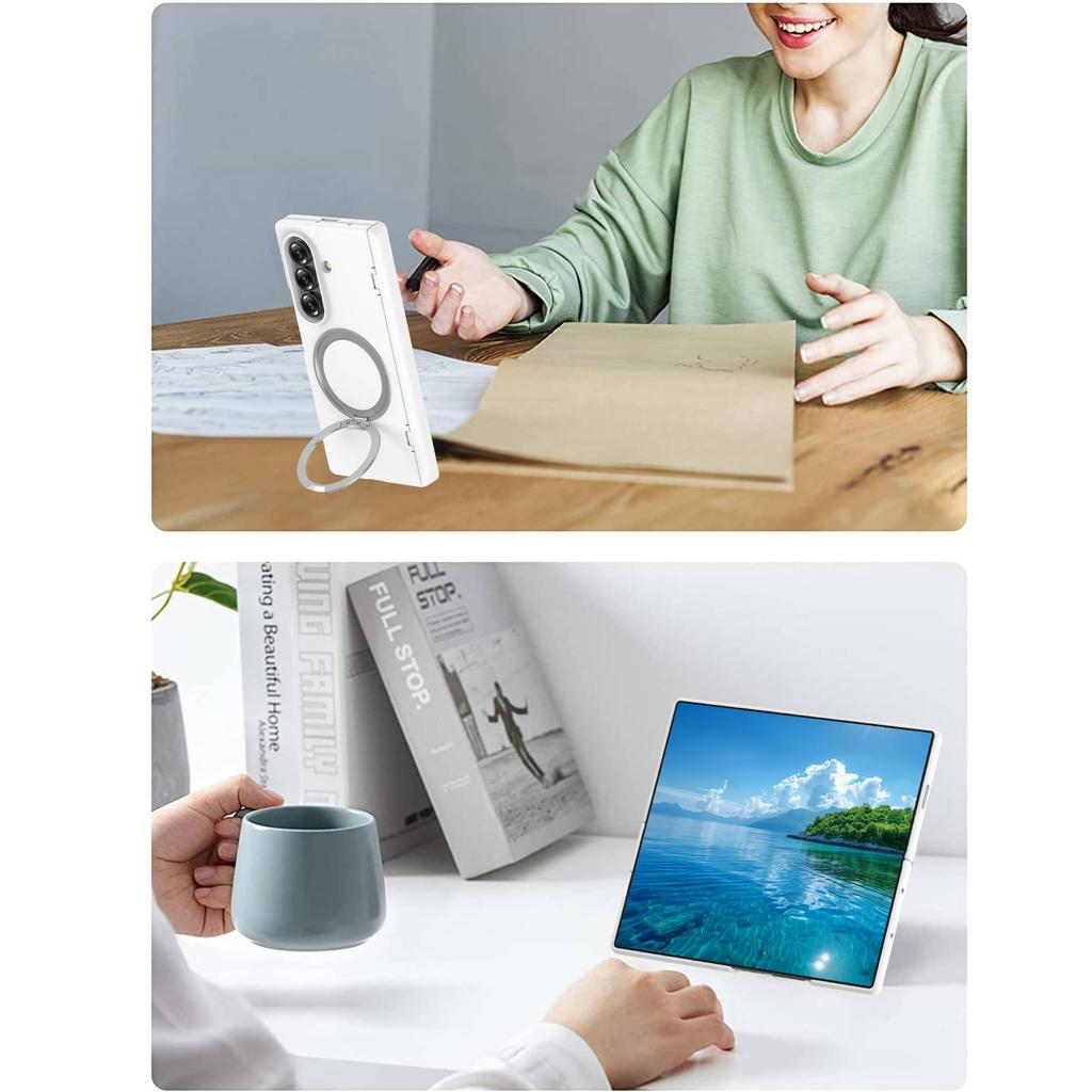 Pour Samsung Galaxy Z Fold 7 Étui Magnétique, Protection Intégrale 360° avec Support Intégré, Protecteur d'Écran Intégré, Protection de la Charnière