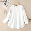 ZANZEA Women Casual Round Neck Solid Color Long Sleeve Loose Blouse