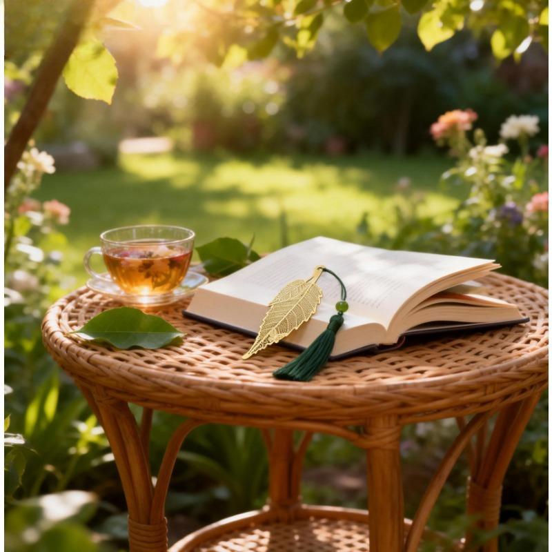 1PC Gold Butterfly Leaves Bookmark - Double-Sided Fresh Girl Style Metal Stationery for Notebook