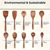 KEMORELA 10PCS Natural Wooden Spoon Set Cooking Utensils for Salad Soup Noodles Kitchen Utensil Kit with Spoons Ladles