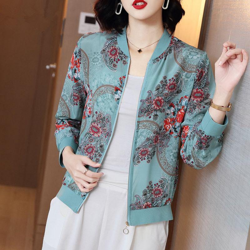 2025 Women's Chiffon Baseball Jacket: Stylish Korean Loose Fit, Sun Protection, Long Sleeve, Zipper, Slimming Top for Summer.
