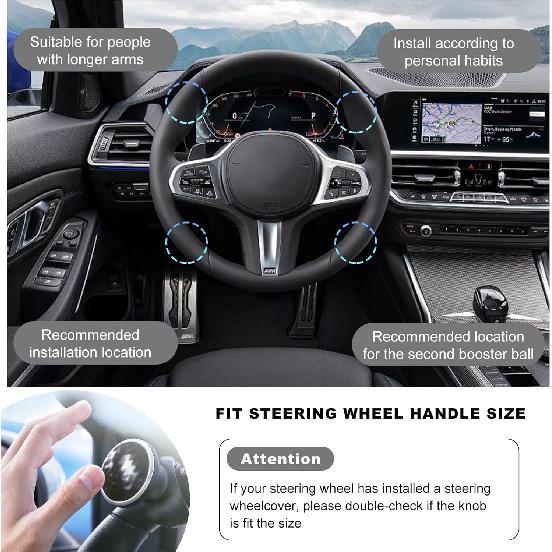 Steering Wheel Knob Spinner, Driving Turning Assist Steering Wheel Knob With Metal Bearing, 360 Degree Rotation Steering Wheel Power Handle For Car