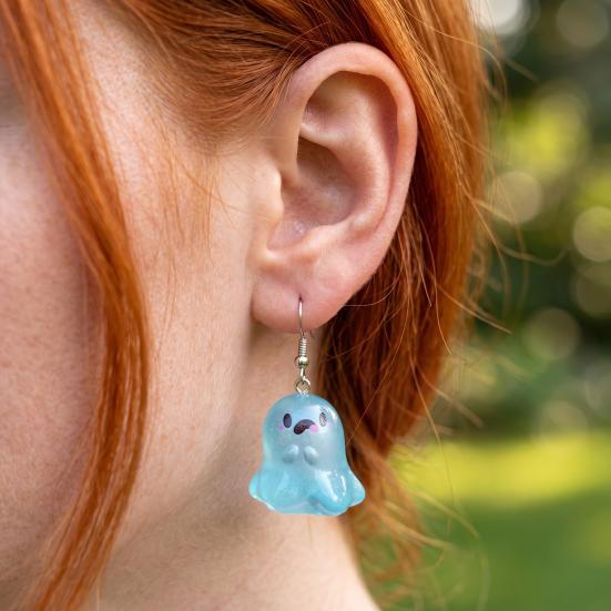 Ghost Earrings Glow-in-the-Dark Ghost Pendant Earrings for Women Decor, Fun Cute Earrings, Ghost Necklace for Women Halloween Jewelry