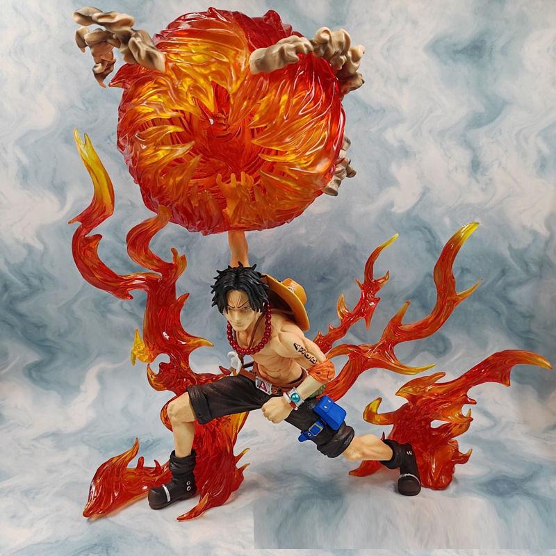 One Piece Fantasy Fireball Ace anime figures Can be Favorite Two heads PVC Platform glowing Dominant 16.14Inch/41cm toys Gifts