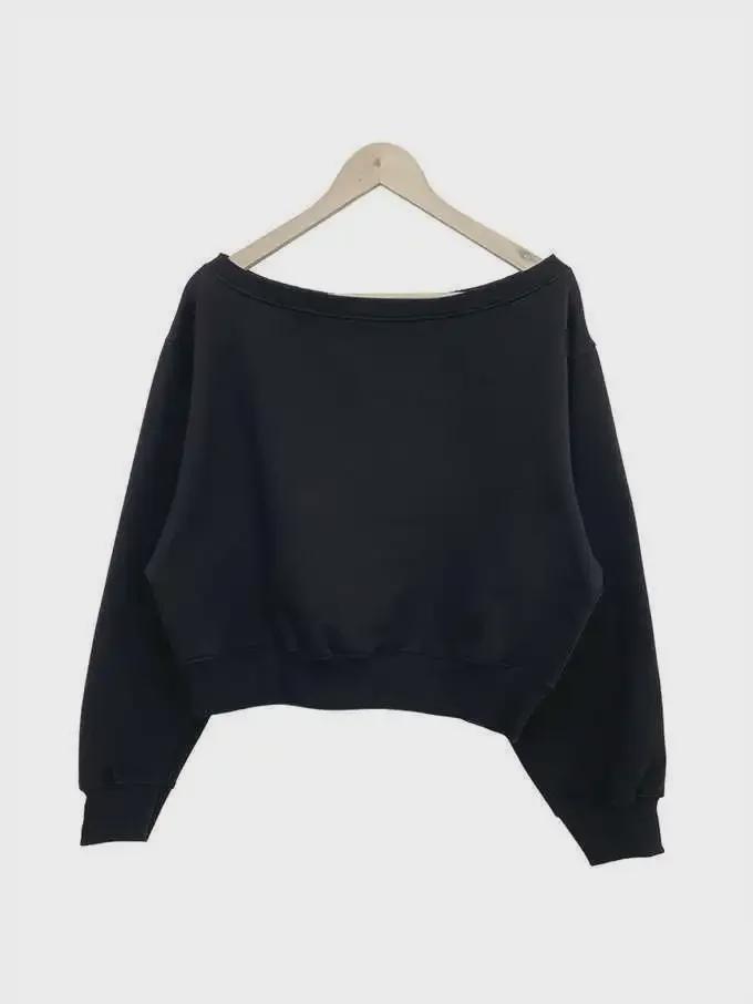 Women's Off-Shoulder Solid Color Sweatshirt, Casual Loose Fit, Long-Sleeved, Spring/Autumn.