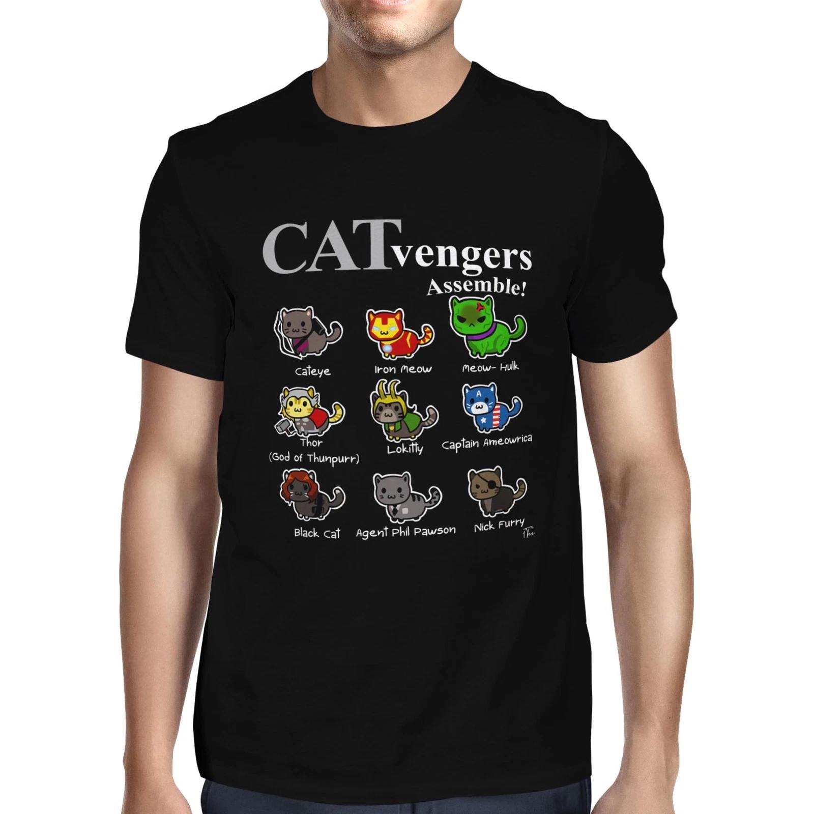1Tee Mens Catvengers Assemble Cat T-Shirt XL