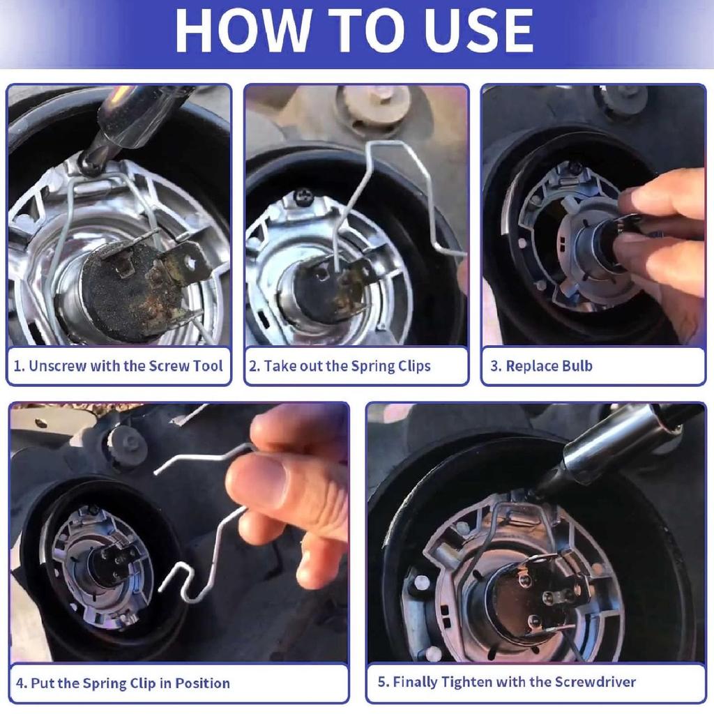 Pružinové spony pro upevnění žárovky Spony pro upevnění ventilu světlometu H1 H3 H4 H7 Nerezové