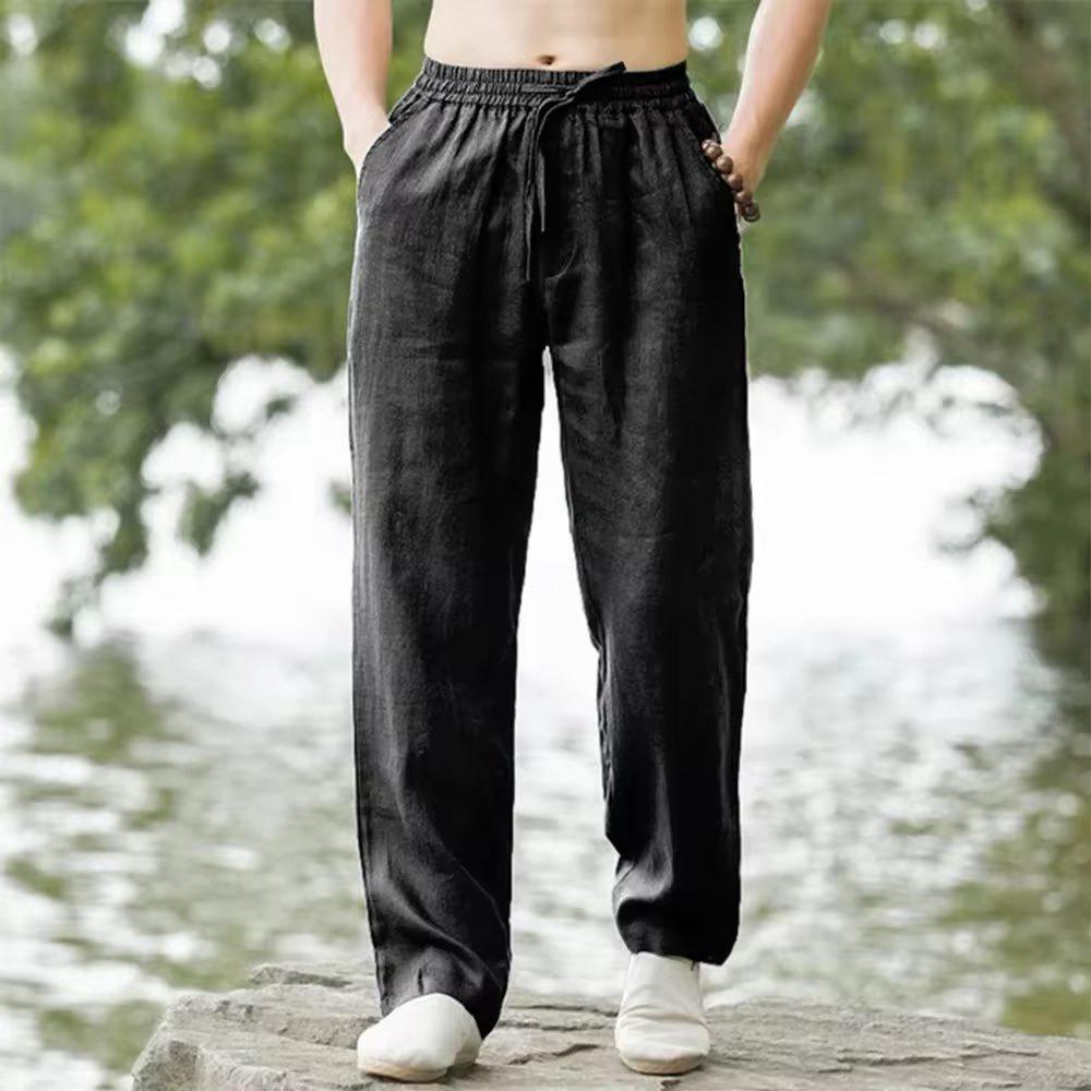 Men's Chinese Style Retro Summer Casual Straight-Leg Pants