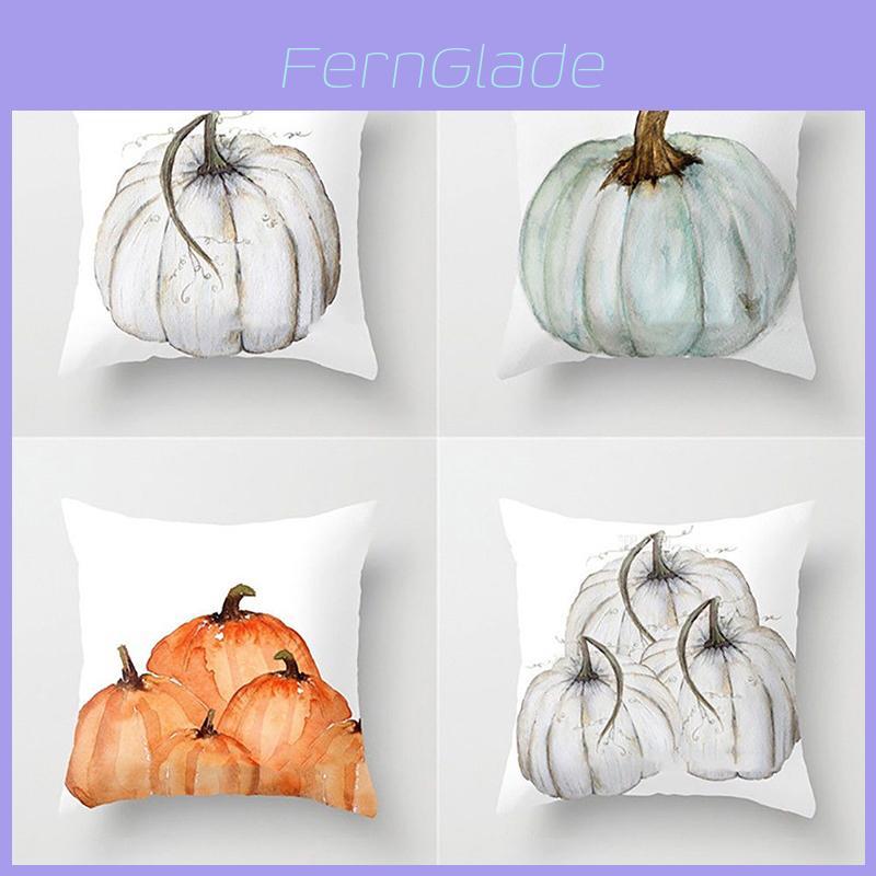 Copricuscino Lussuoso con Zucca Acquerellata per Decorazioni di Halloween e Ringraziamento