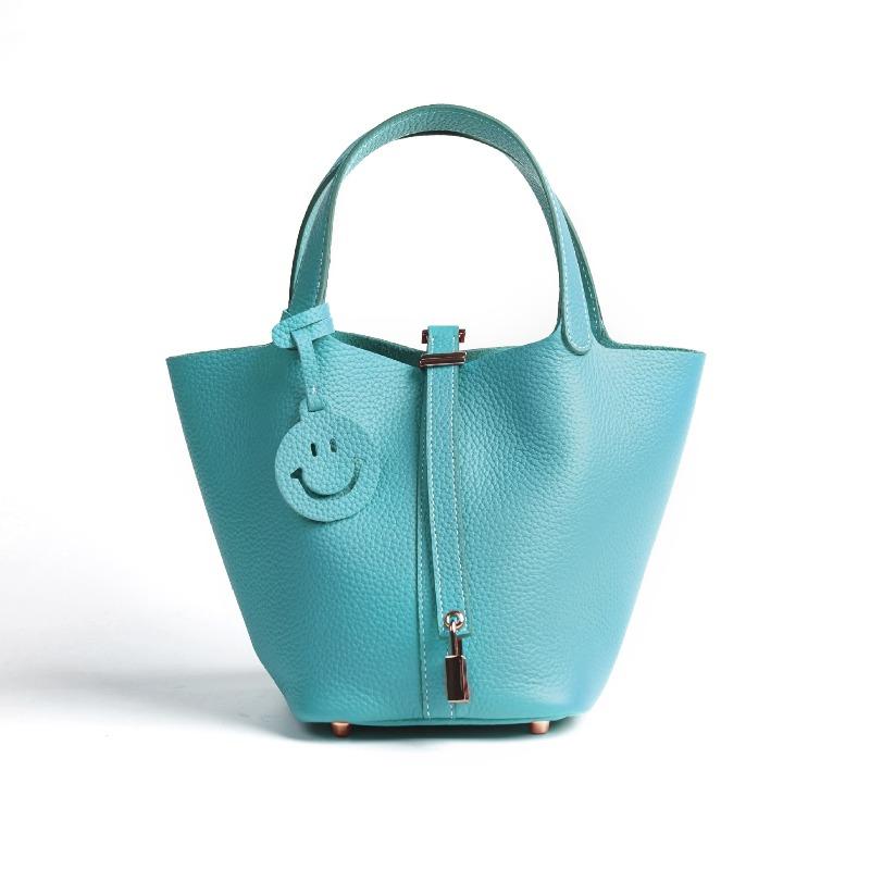 bag women's first layer cowhide vegetable basket bag versatile bucket bag genuine leather women's bag feeling handbag