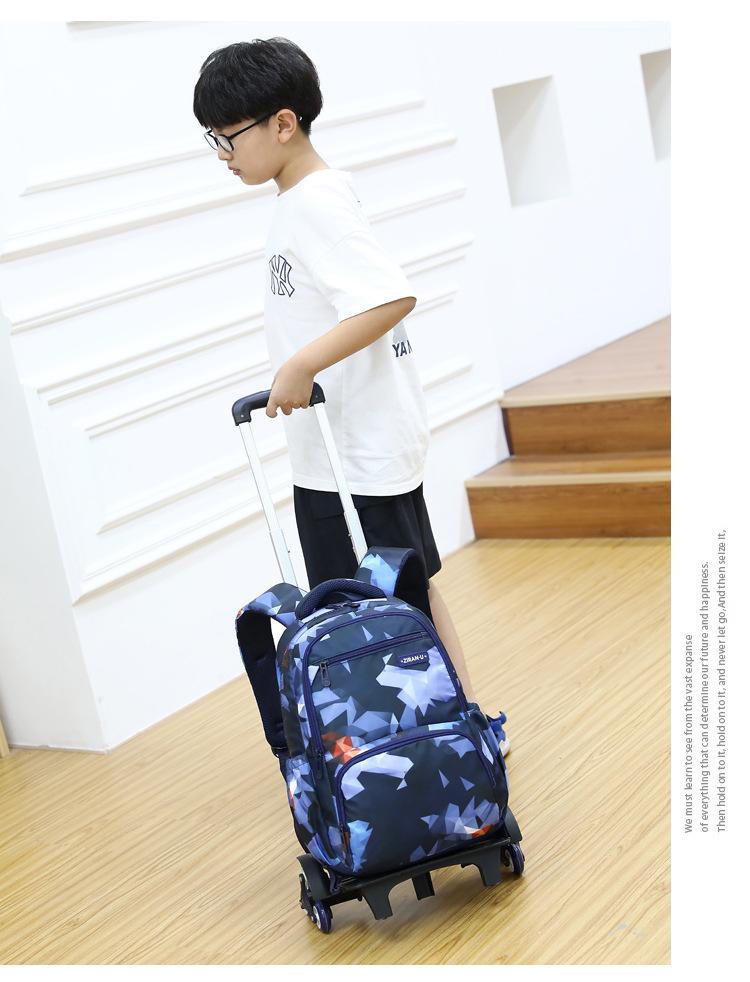 Sac à dos trolley à imprimé poisson naturel: Mode Grande Capacité pour Garçons & Filles, Idéal pour les Élèves du Primaire & du Collège