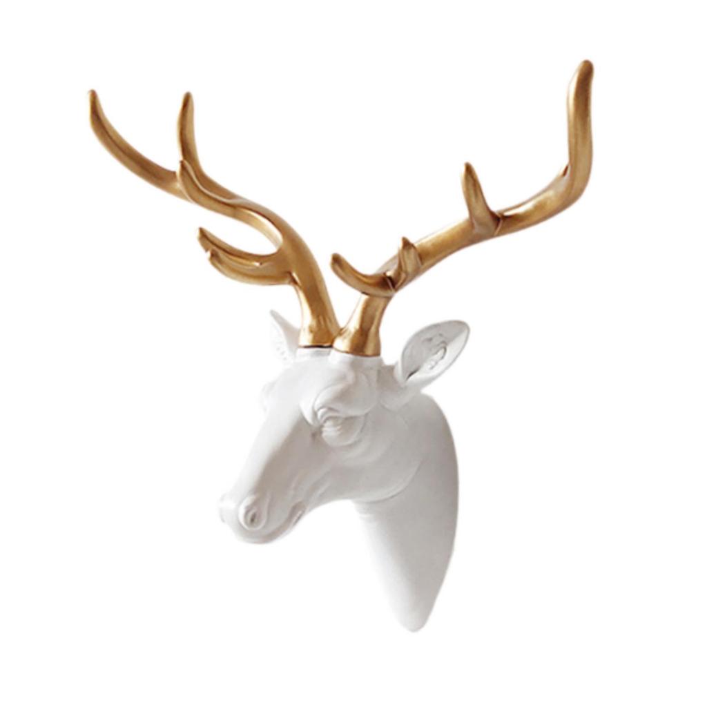 Deer Head Pendant Wall Hanging Decoration Ornament Animal Figure Resin Statue