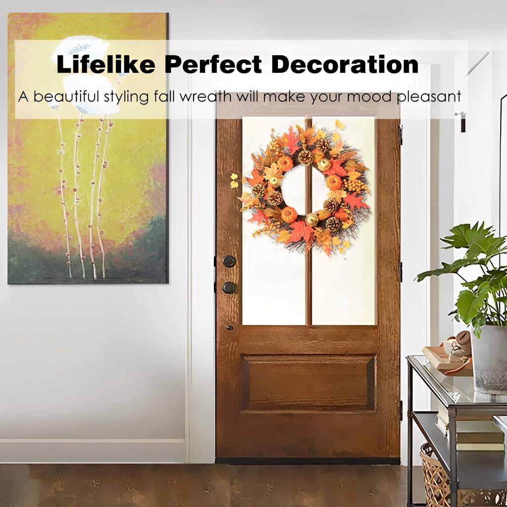 Large Autumn Wreath For Wall Classic Front Door Decor For Halloween And Thanksgiving