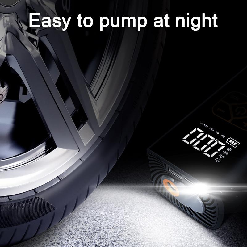 Pompă de aer pentru mașină fără fir de 4000 mAh, mini pompă electrică portabilă pentru anvelope, compresor de aer, afișaj digital portabil, pompă de încărcare, iluminare