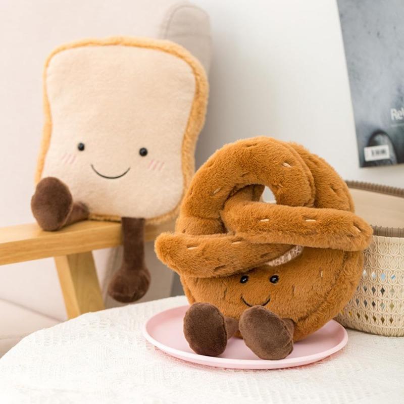9" Croissant Plush Toy Cute Croissant Bread Pillow Stuffed Animals Funny Soft Food Plushies Toy (Pretzel)