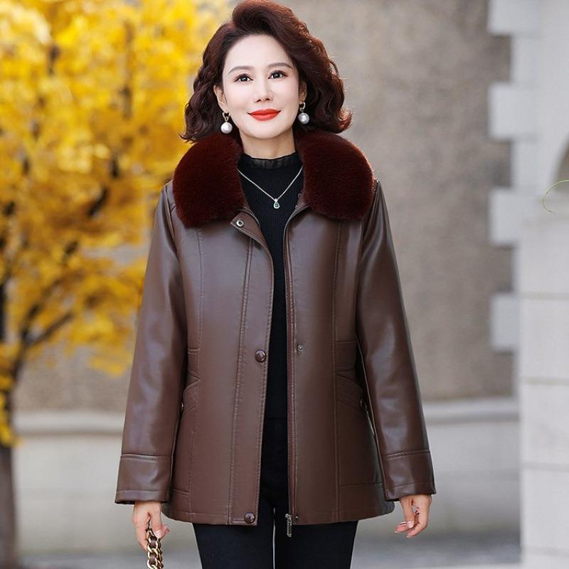 

Зимняя бархатная утолщенная кожаная куртка женская со съемной подкладкой кожаная хлопковая куртка 5XL [Recommended 150-80 kg]