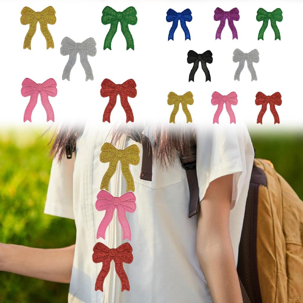 Bow Embroidered Patches Iron On Novelty Portable DIY Repair Sew Decorative Appliques for