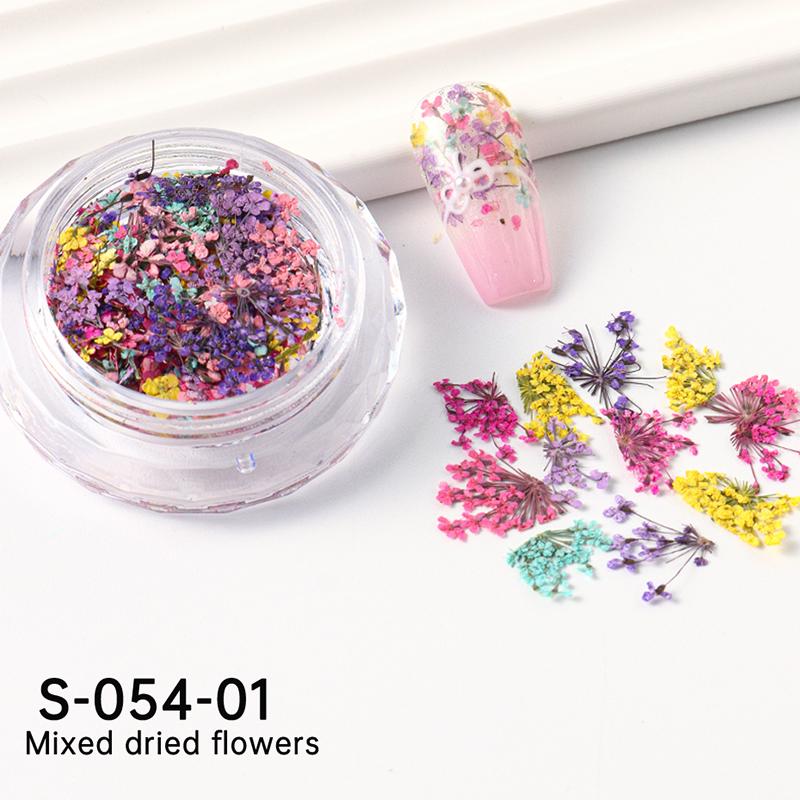 

1 коробка для украшения ногтей цветами, нежные украшения из сухоцветов для дизайна ногтей, изысканный дизайн ногтей, красота для шармов, аксессуары