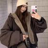Double-sided Wear Mountain Carved Cotton Clothes Women's Short Autumn and Winter Loose Cold-proof Thickened Warm Thick Jacket Short Coat