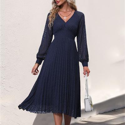 Rochie de toamnă de damă cu mâneci lungi rochii premium solide