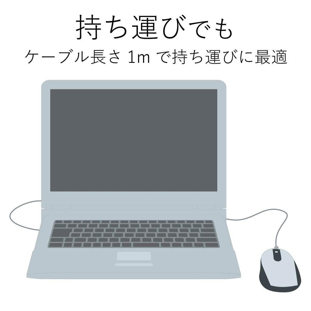 ELECOM Wired Mouse, Blue LED, 3 Buttons, Medium Size, 1.0m Cable, Black, M-BL17UBBK